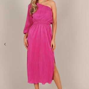 NEW/UNWORN Pontee One Shoulder Pleated Midi Dress